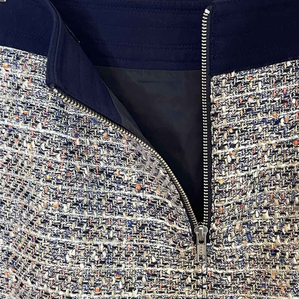 J. Crew Womens Multicolor Tweed Fringed Raw Hem Mini Skirt SIze 10 Back Zip - Picture 8 of 11